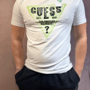 Pánské tričko GUESS s logem – bílé
